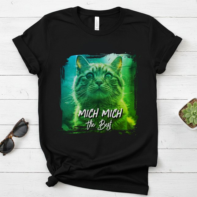 Camiseta Modern Meow Frame – Personalized Cat Name Photo (Criador carregado)