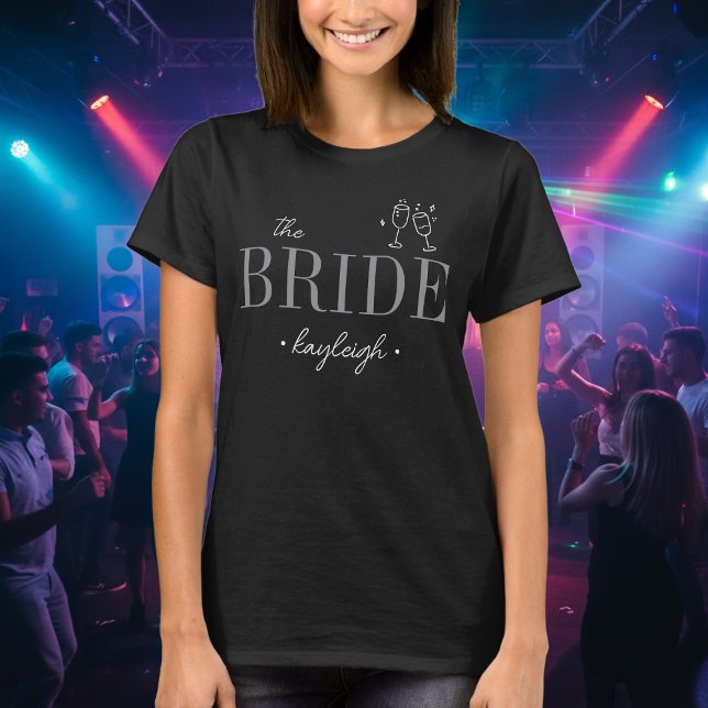 Camiseta Modern Minimalist Bride Script Bachelorette (Criador carregado)
