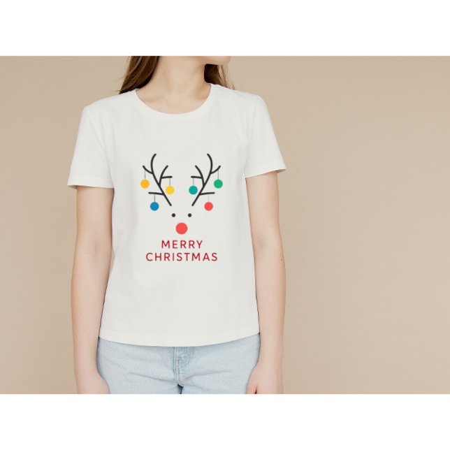 Camiseta Modern Minimalist Reindeer Christmas Lights Design (Criador carregado)