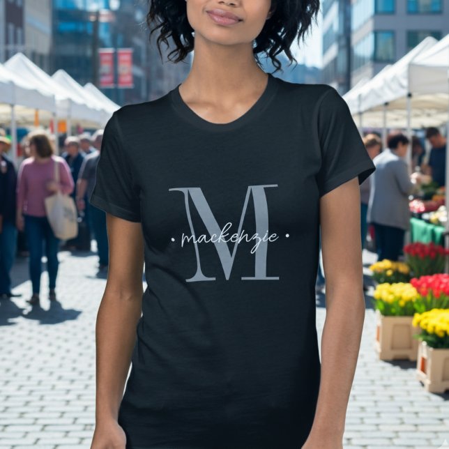 Camiseta Modern Monogram Minimal Black White (Criador carregado)