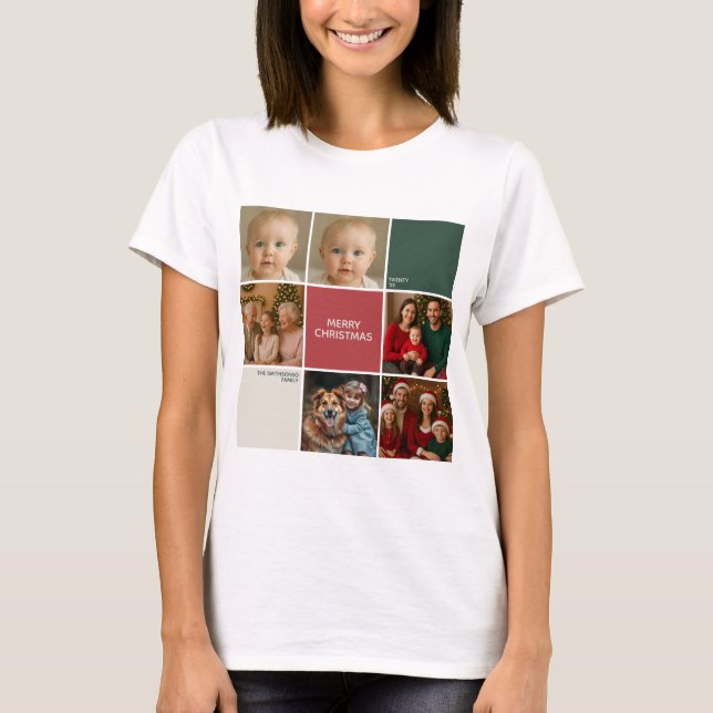 Camiseta Modern mother collage Christmas family (Frente)