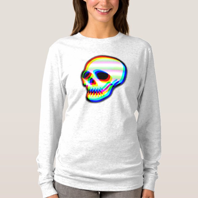 Camiseta Modern Neon Skull Illustration T-Shirt (Frente)