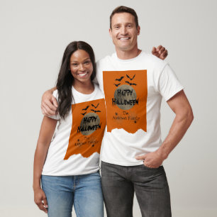 Camiseta Modern Orange Black Spooky Happy Halloween