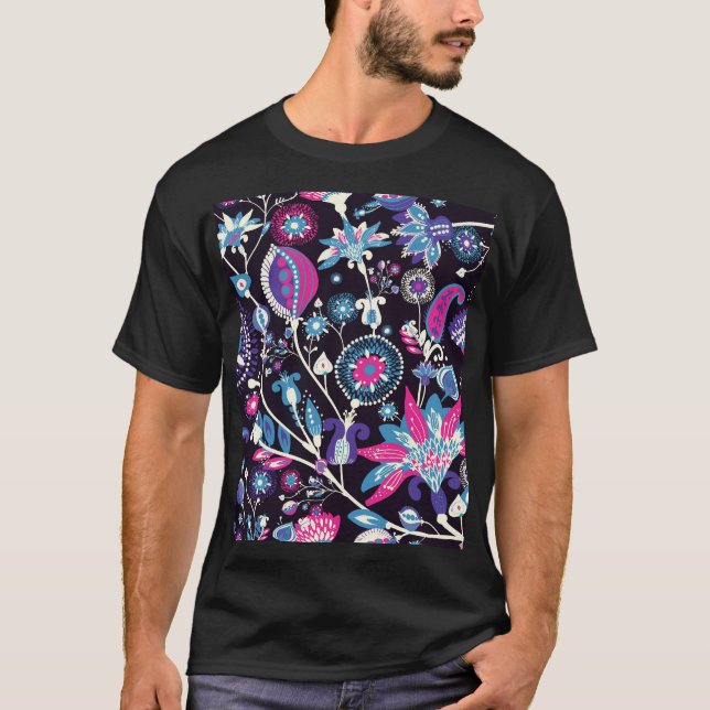 Camiseta Modern paisley: padrão oriental tradicional. (Frente)