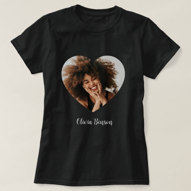 Camiseta Modern Personalized Photo and Name Create your own (Frente do Design)