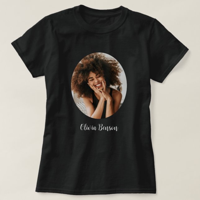 Camiseta Modern Personalized Photo and Name Create your own (Frente do Design)