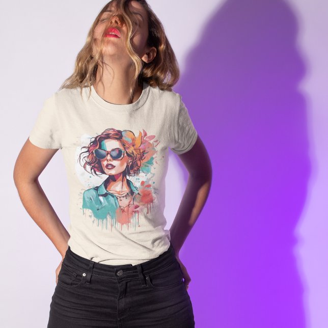 Camiseta Modern-Pop-Art Frauenportrait (Criador carregado)