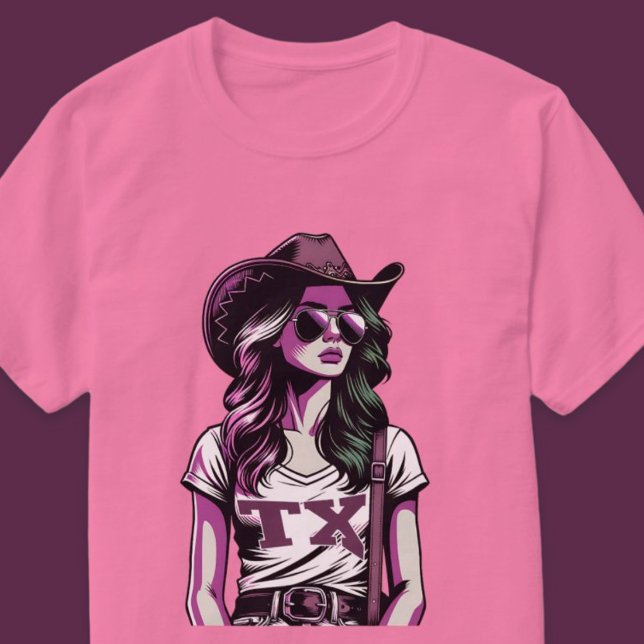 Camiseta Modern Pop Art Legal Texas Cowgirl Western (Modern Pop Art Cool Texas Cowgirl Western T-Shirt)