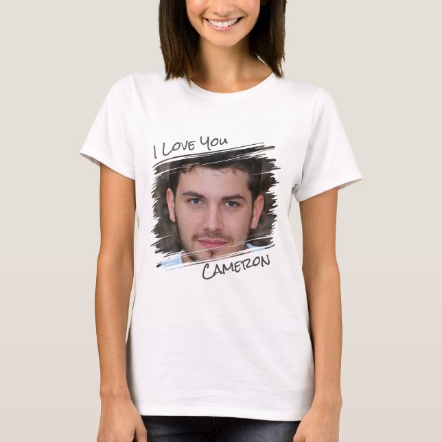 Camiseta Modern Street Art Add Photo I Love You Namorada (Frente)