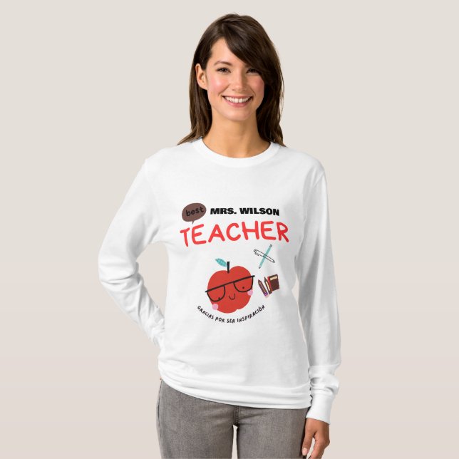 Camiseta Modern With personalized name for teacher (Frente Completa)