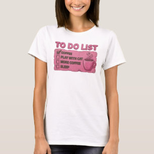 Camiseta Moderna COFFEE PLAY WITH CAT Rosa Cativan