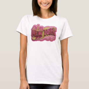 Camiseta Moderna com Slogan NEW YORK em Ouro