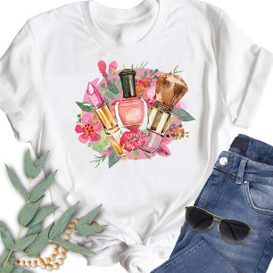 Camiseta Moderna Cor de Água Rosa Maquieira Artista Girly C