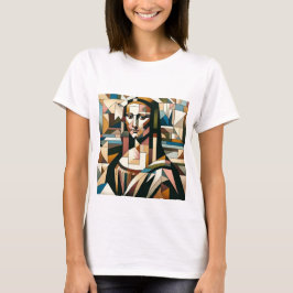 Camiseta Moderna da Mona Lisa em Estilo de Vitral