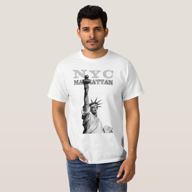 Camiseta Moderna dos Homens da Liberty Statue Nyc Manhattan (Frente Completa)
