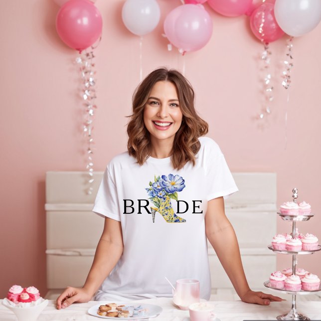 Camiseta Moderna Elegante Chinoiserie Floral High-Heel Brid (Criador carregado)