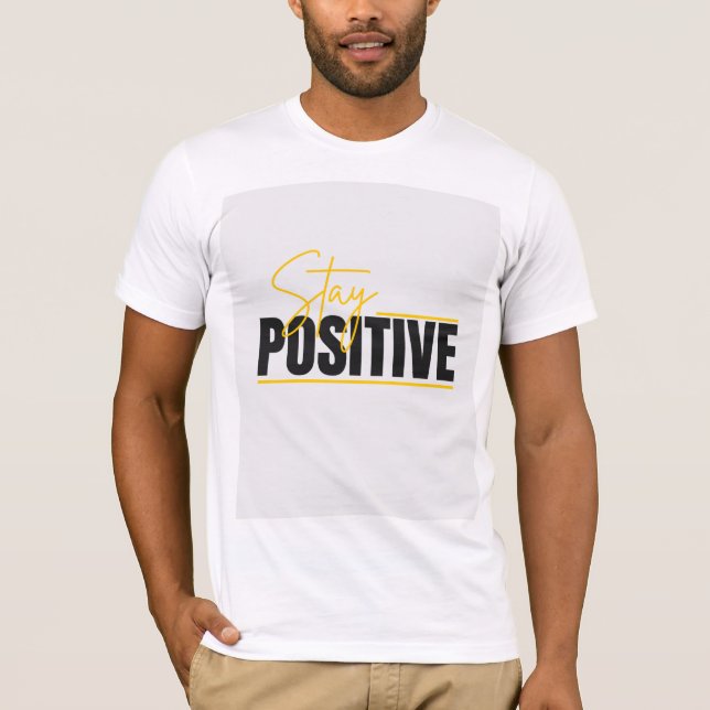 camiseta moderna fique positivo manga curta (Frente)