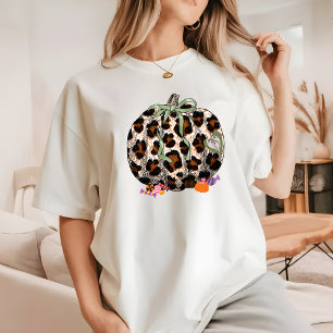 Camiseta Moderna Leopard Pumpkin Retro Bonito Mulheres de H