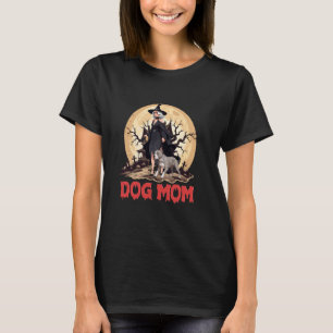 Camiseta Moderna Mãe de Cachorro Bruxa Assustadora Hallowee