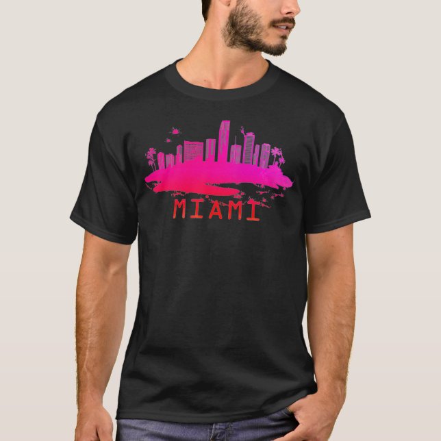 Camiseta Moderna Miami Cityscape Souvenir Miami Skyline Pre (Frente)