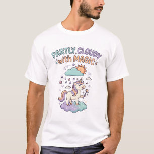 Camiseta Moderna Unicórnio Parcialmente Nublado co