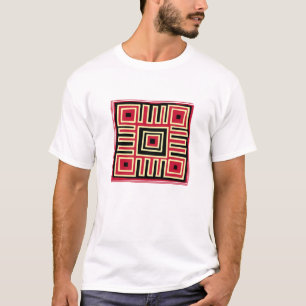 Camiseta modernista abstrato geométrico vermelho e preto