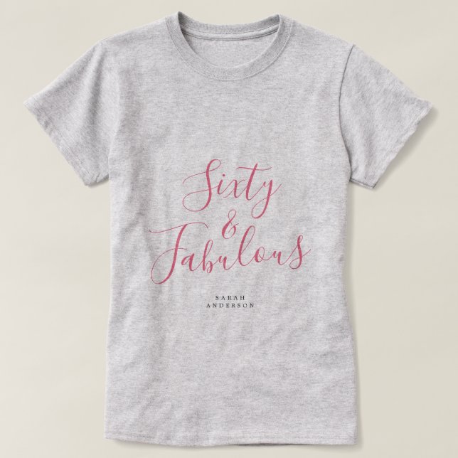 Camiseta Moderno 60 Fabuloso Nome Personalizado 60º Present (Frente do Design)