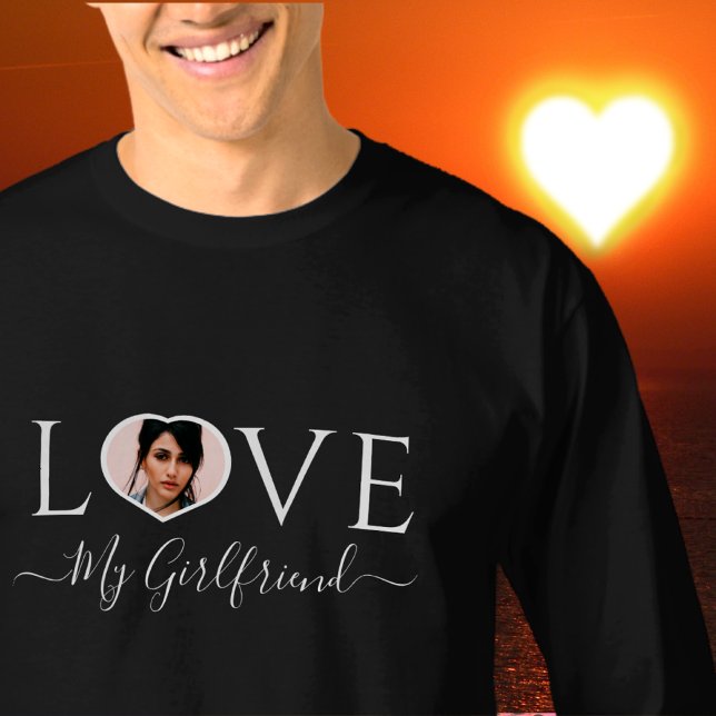 Camiseta Moderno ama minha foto de namorada Black White (Criador carregado)