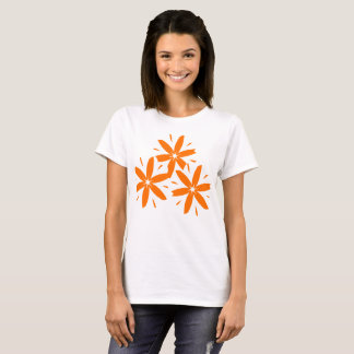 Camiseta Moderno de Meados do Século Laranja Geométrico Flo