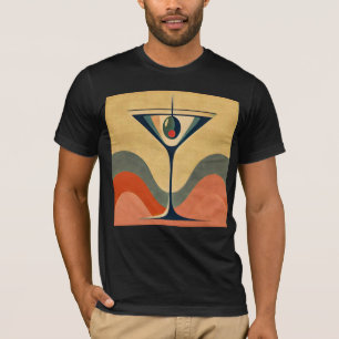 Camiseta Moderno de Meados do Século "onda de martini de az
