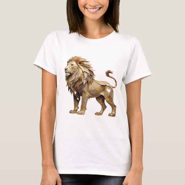 Camiseta Moderno Design do LION KING Prateado que Chama a A (Frente)