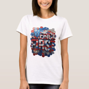 Camiseta Moderno Design Gráfico PRÓ-AMÉRICA em Prata