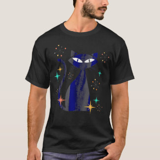 Camiseta Moderno do Espaço Gato do Século Médio da Era Atôm