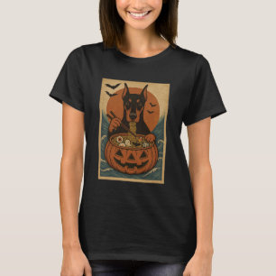 Camiseta Moderno Doberman Japonês Abóbora Engraçado Assusta