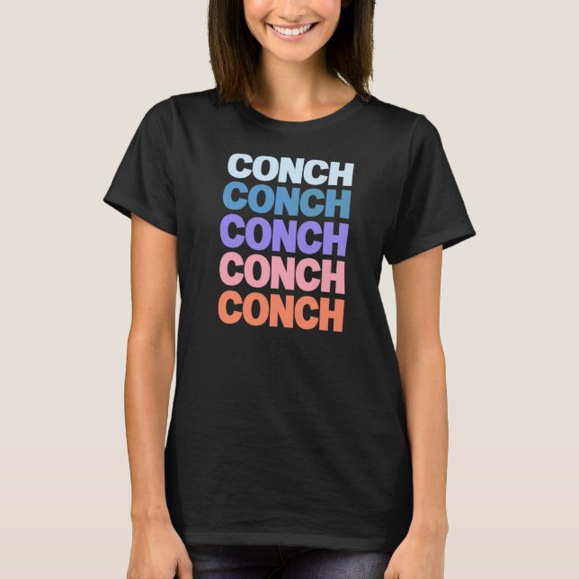 Camiseta Moderno e Repetido Conch de Designs de texto da Fl (Frente)