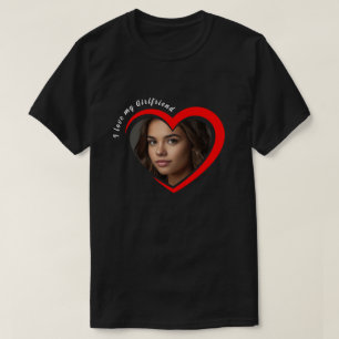 Camiseta Moderno Eu Amo Minha Namorada Coração Vermelho Fot