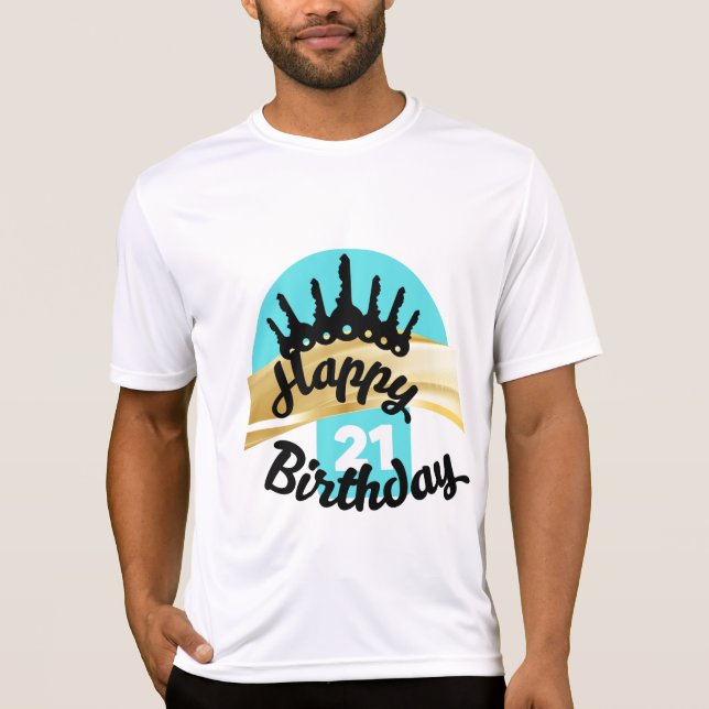 Camiseta Moderno feliz 21 para ele (Frente)