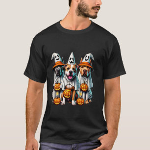Camiseta Moderno Feliz Howl-o-ween Dia das Bruxas Pitbull C