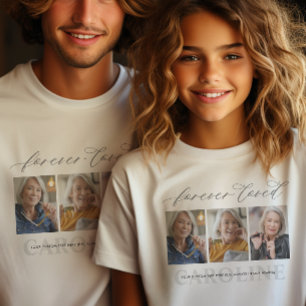 Camiseta Moderno Funeral/Memorial Amado Para Sempre com 3 F