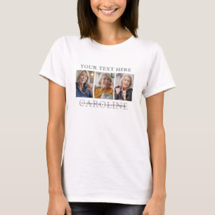 Camiseta Moderno Funeral/Memorial Personalizado com 3 Fotos