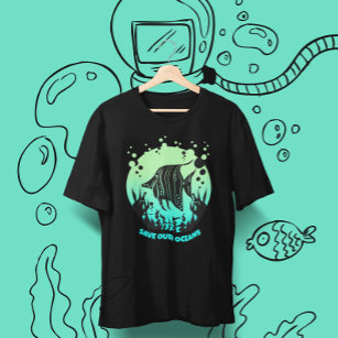 Camiseta Moderno Salve nossos oceanos Dia da Terra