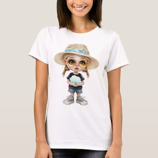 Camiseta Moderno Simples : Na moda Girl (Frente)