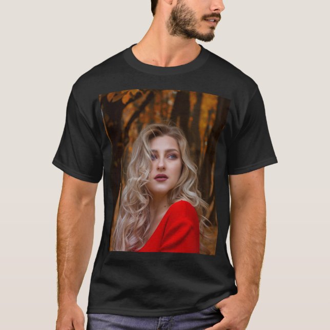 Camiseta Moderno Simples Personalizado Uma Foto (Frente)