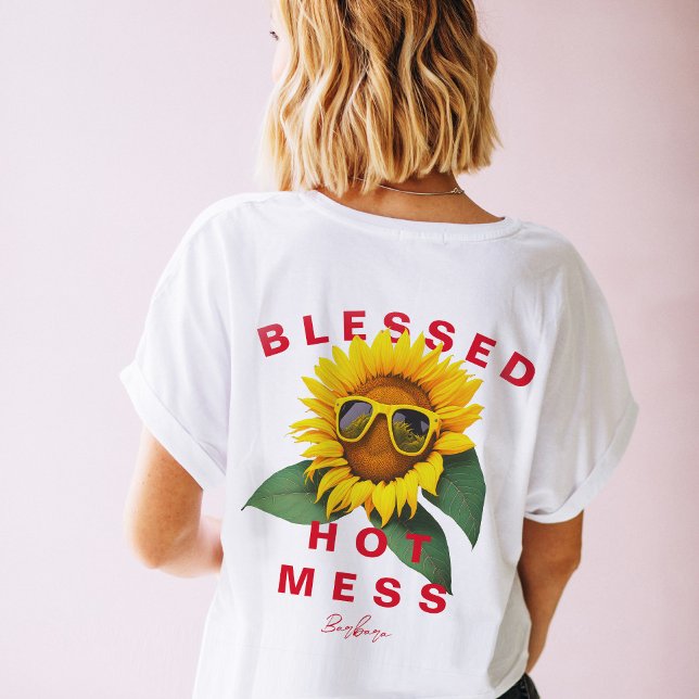CAMISETA MODERNO SUNFLOWER MOM SUMMER BLEST HOT MESS (Criador carregado)