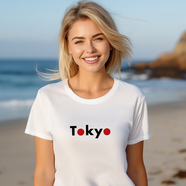 Camiseta Moderno Tóquio Japão Pontos Vermelhos de Cor Leve (Criador carregado)