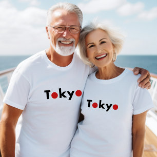Camiseta Moderno Tóquio Japão Pontos Vermelhos de Cor Leve