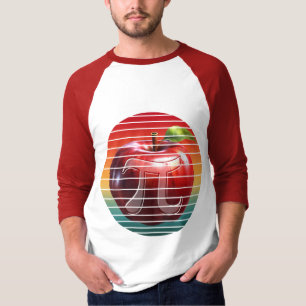 Camiseta Moderno Vintage Pi Dia Tendência Fruta Maçã