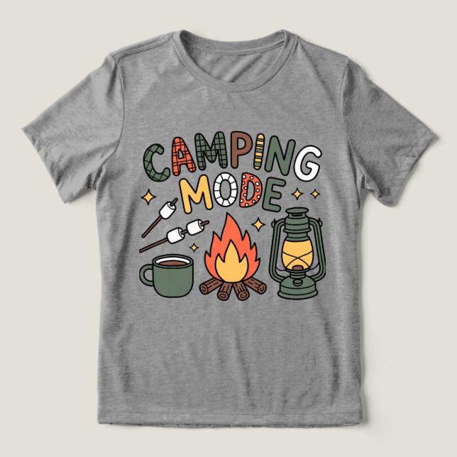 Camiseta Modo Acampamento Fofo (Design frontal)