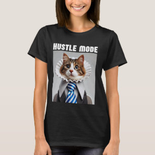 Camiseta Modo Agitado Negócios Engraçados Gato Meme Legal A