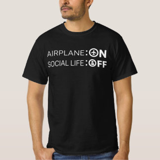 Camiseta Modo Avião Ligado ON Vida Social Desligada OFF